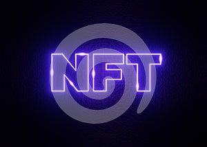 NFT Crypto Art. Non Fungible Token On Colorful Abstract Background. 3d Render Blockchain Illustration Concept