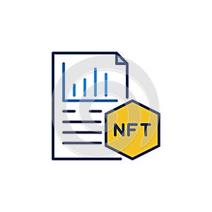 NFT Document with Statistics vector concept colored icon