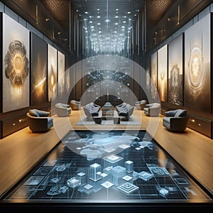 An nft gallery lobby, Ai generated image