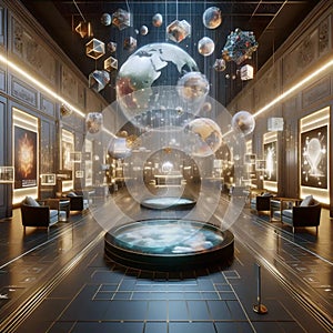 An nft gallery lobby, Ai generated image