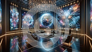 An nft gallery lobby, Ai generated image