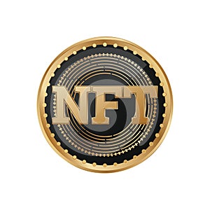 Nft golden token . non fungible token coin