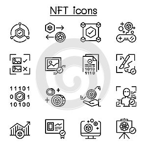 NFT icon set in thin line stlye photo