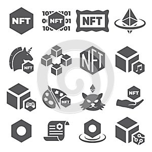 NFT icon set on white background