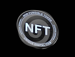 NFT - non fungible token black futurstic coin