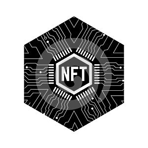 NFT non fungible token. Black and white