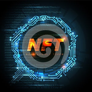 Nft non fungible token concept illustration banner background