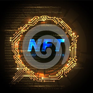 Nft non fungible token concept illustration banner background