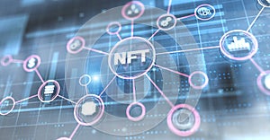 NFT Non-fungible token crypto art cryptocurrency blockchain technology concept