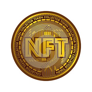 NFT. Non fungible token cryptocurrency blockchain concept coin