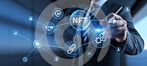 NFT Non-fungible token digital crypto art blockchain technology concept