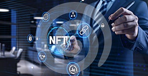 NFT Non-fungible token digital crypto art blockchain technology concept