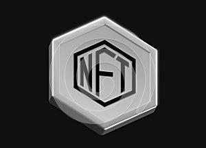 NFT - non fungible token futuristic coin 3D render