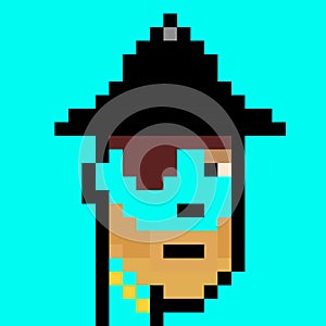 NFT non fungible tokens, crypto art, crypto punks, NFT block chain, Pixel art character on background