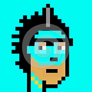 NFT non fungible tokens, crypto art, crypto punks, NFT block chain, Pixel art character on background