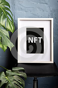NFT non - fungible tokens inscription in the art frame.