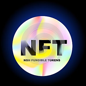 NFT Non Fungible tokens. marble hologram. certifies a digital asset to be unique. vector illustration