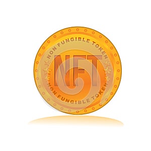 NFT Non Fungible tokens.NFT coin icon.  certifies a digital asset to be unique. vector illustration