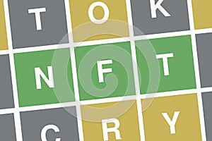NFT - nonfungible token and crypto cyber and digital blockchain technology. photo