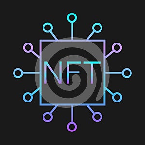 NFT technology line icon. Crypto Icon or Logo Symbol vector illustration