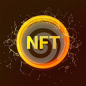 NFT token non fungible digital vector coin. NFT crypto altcoin vector digital logo photo