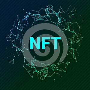 NFT token non fungible digital vector coin. NFT crypto altcoin vector digital logo photo