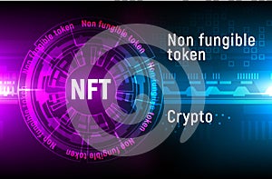 NFT token non fungible digital vector coin. NFT crypto altcoin vector digital logo