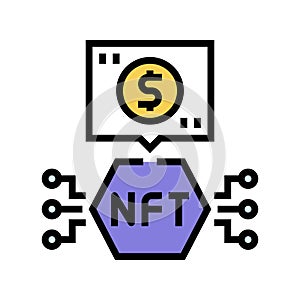 nfts non fungible tokens color icon vector illustration photo