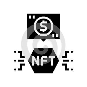 nfts non fungible tokens glyph icon vector illustration