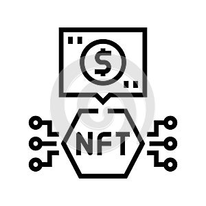 nfts non fungible tokens line icon vector illustration photo