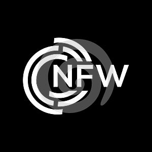 NFW letter logo design on black background.NFW creative initials letter logo concept.NFW vector letter design