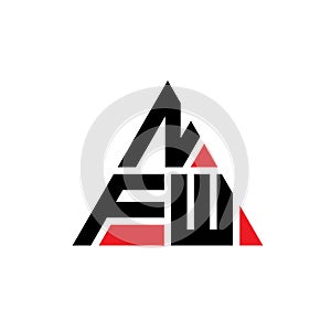 NFW triangle letter logo design with triangle shape. NFW triangle logo design monogram. NFW triangle vector logo template with red