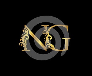 NG Letter Classy Floral Logo