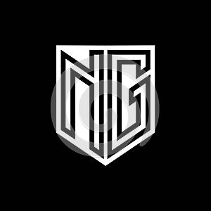 NG Logo monogram shield geometric black line inside white shield color design