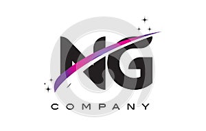 NG N G Black Letter Logo Design with Purple Magenta Swoosh