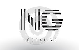 NG N G Black and White Lines Letter Logo Design.