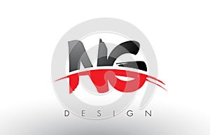 NG N G Brush Logo Letters with Red and Black Swoosh Brush Front