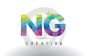 NG N G Colorful Letter Origami Triangles Design Vector.