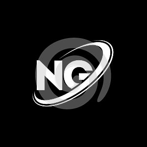 NG N G letter logo design. Initial letter NG linked circle uppercase monogram logo red and blue. NG logo, N G design. ng, n g