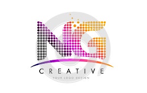 NG N G Letter Logo Design with Magenta Dots and Swoosh