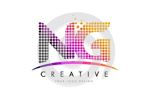 NG N G Letter Logo Design with Magenta Dots and Swoosh photo