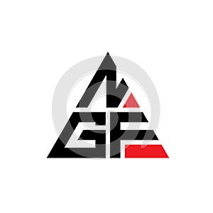 NGF triangle letter logo design with triangle shape. NGF triangle logo design monogram. NGF triangle vector logo template with red