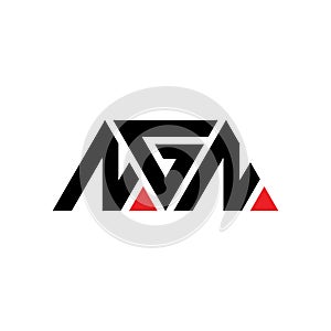 NGN triangle letter logo design with triangle shape. NGN triangle logo design monogram. NGN triangle vector logo template with red