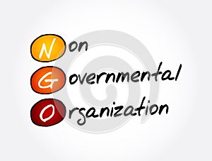 NGO - Non-Governmental Organization acronym, business concept background