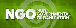 NGO - Non-Governmental Organization acronym, business concept background