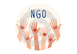 NGO or Non-Governmental Organization to Serve Specific Social and Political Needs in Template Hand Drawn Cartoon Flat Illustration photo