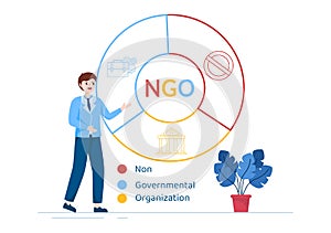 NGO or Non-Governmental Organization to Serve Specific Social and Political Needs in Template Hand Drawn Cartoon Flat Illustration