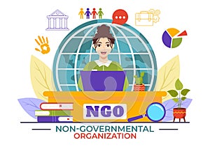 NGO or Non-Governmental Organization Vector Illustration to Serve Specific Social and Political Needs in Flat Background