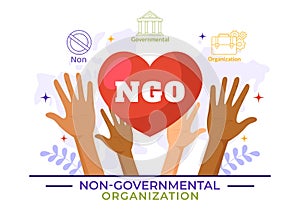 NGO or Non-Governmental Organization Vector Illustration to Serve Specific Social and Political Needs in Flat Background