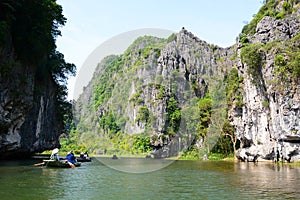 Ngo river cruising. Tam Coc. Ninh Binh province. Vietnam